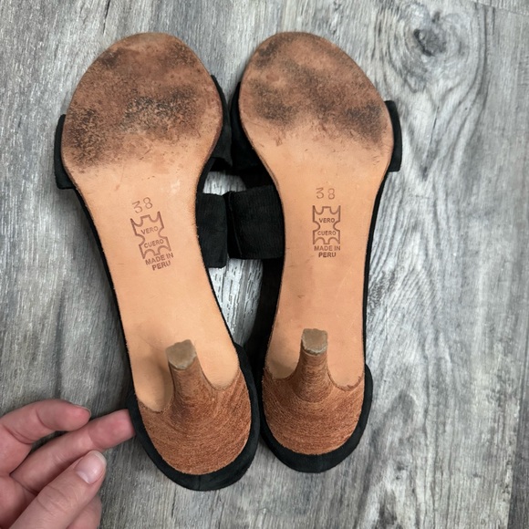 Ulla Johnson Romina Slingback Bow Black Suede Heels Size 38 - Picture 7 of 9